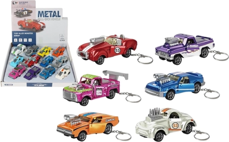 Metal keychain mini car with opening doors