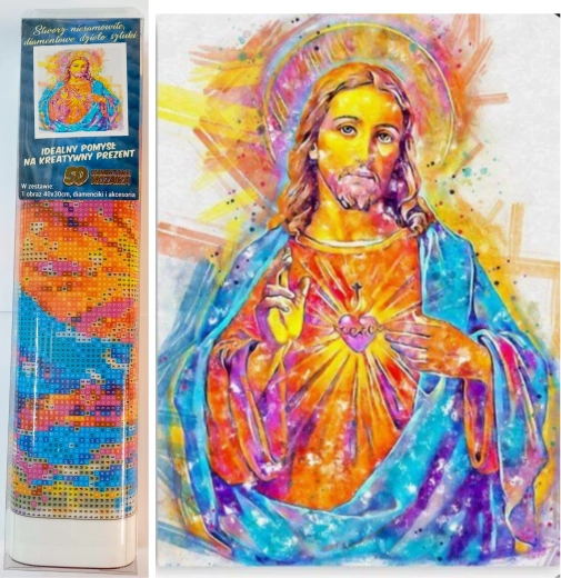 Diamanten schilderen Stralende Jezus 30x40 cm