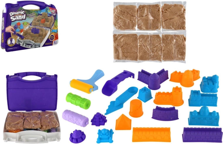 Magic Dynamic Sand in a suitcase with building molds