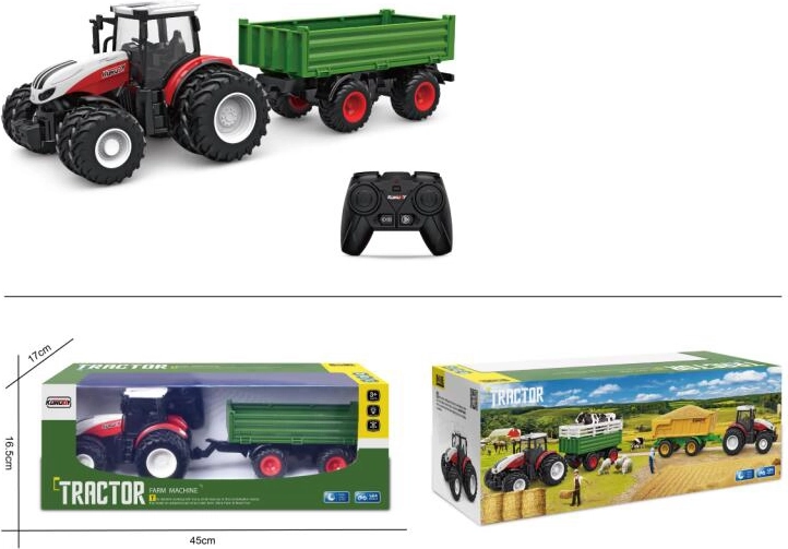 Tracteur télécommandé avec remorque et éclairage