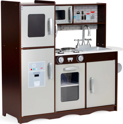 Large Wooden Kitchen for Kids with Fridge and Cabinets by ECOTOYS