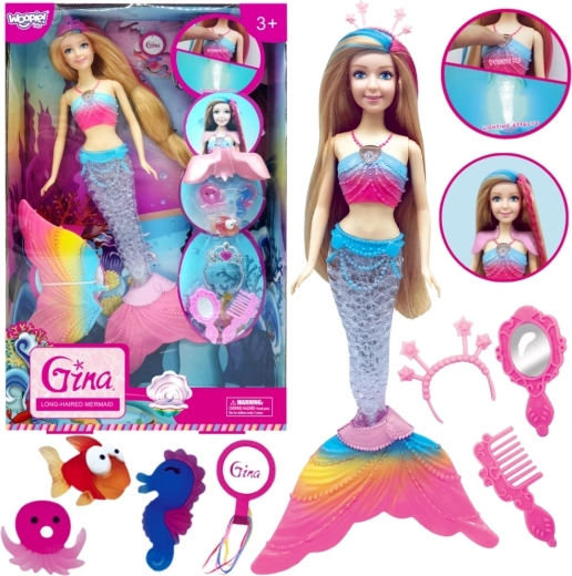 Woopie doll mermaid Gina magical rainbow with accessories
