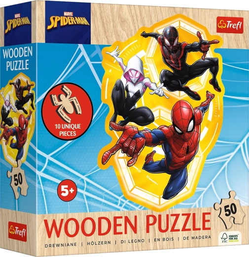 SPIDER-MAN wooden puzzle with irregular shapes, 50 pieces (19.7 × 26.6 cm)