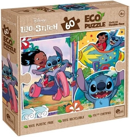 Lisciani eco dubbelzijdige puzzel Lilo & Stitch 60 stukjes