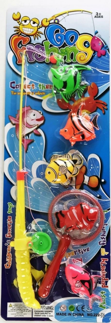 Pêche pour enfants avec épuisette et 5 poissons