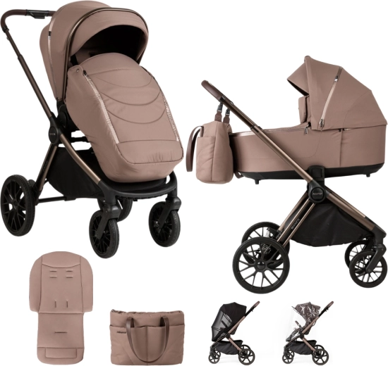 Adamex combination stroller Bianco 2-in-1 chocolate fango