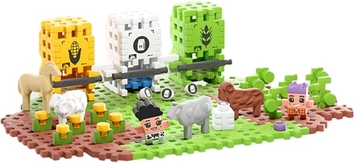 Farm during harvest season – silos, fields and animals