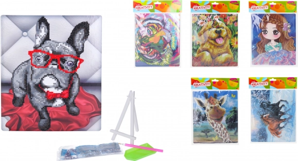 Creatieve set diamond painting 21 × 25 cm met standaard – mix van motieven