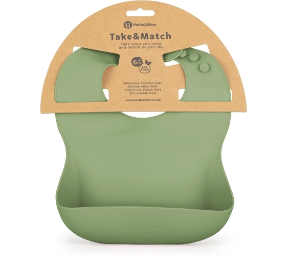 Bavoir en silicone Petite&Mars Take&Match sweet pea 6m+