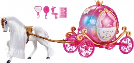 Paard en koets roze met muziek en licht