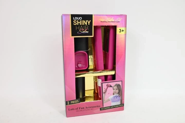 Kids’ Hairdressing Set – Battery-Powered Hair Straightener with Stand