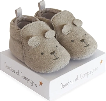 Babyslofjes met bontvoering 0–6 maanden, grijs – DOUDOU