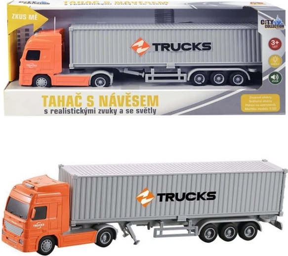 Truck with container with light and sound