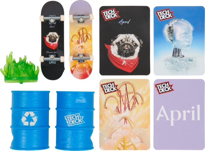 Two fingerboards with licensed APRIL graphics