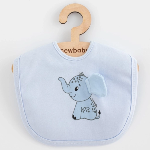 Bavoir en coton pour enfant New Baby Happy Elephant, bleu