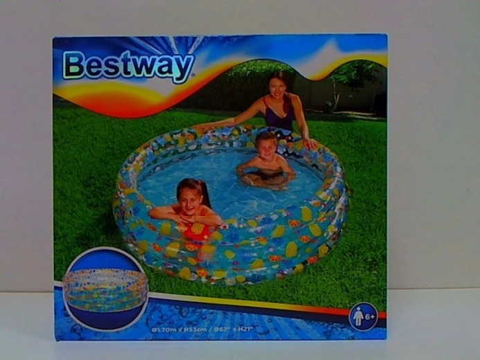 Bestway kids inflatable paddling pool with tropical design, 3 chambers