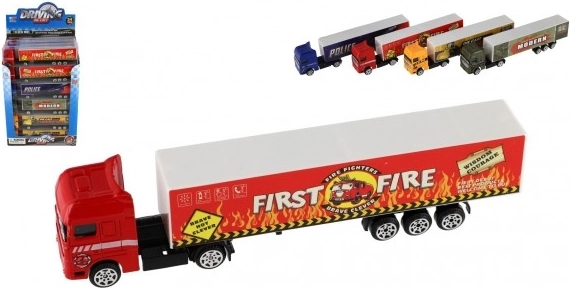 Teddies vrachtwagen met oplegger – metalen model met vrijloop (mix van kleuren)