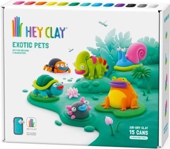 Hey Clay modeling clay – exotic animals, set of 15 cups