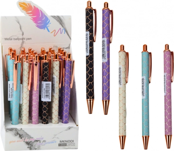 Metal ballpoint pen with a scale effect – blue ink 1.0 mm, click mechanism
