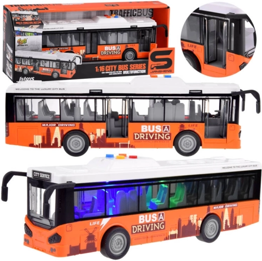 Jouet autobus avec portes ouvrantes et effets lumineux 1:16