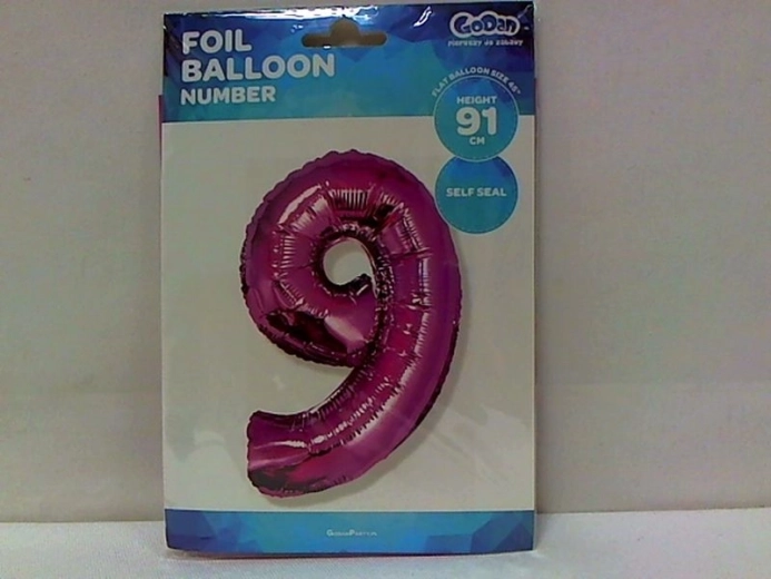Folieballon cijfer 9 roze 92 cm