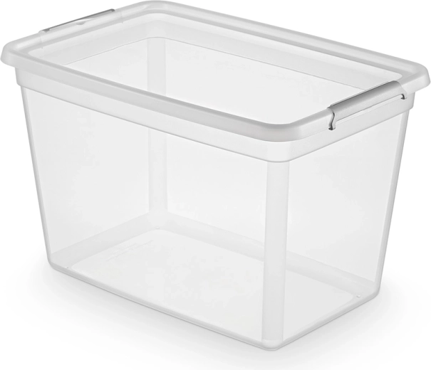 Basestore storage box with lid and clips 60 l (58 × 39 × 35 cm)