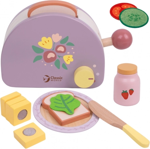 Grille-pain en bois pour petit-déjeuner avec accessoires 13 pcs