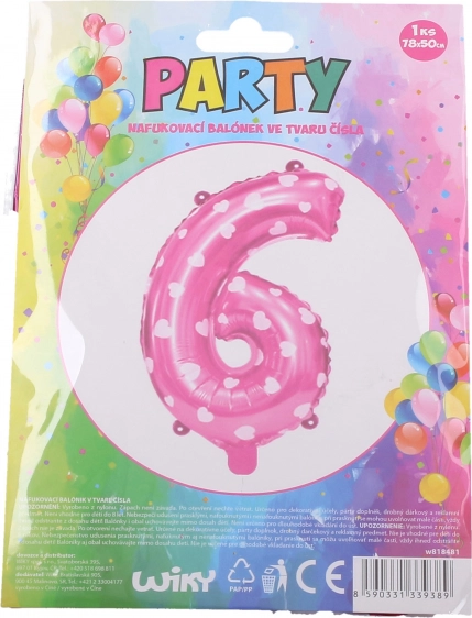 Inflatable balloon number 1 with hearts – Pink