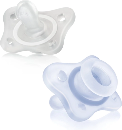 Chicco PhysioForma Mini Soft sucette entièrement en silicone 0–2 mois pour garçons, 2 pièces