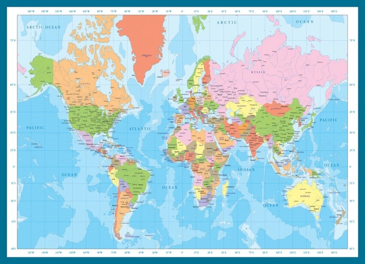 Puzzel wereldkaart – 1000 stukjes EUROGRAPHICS