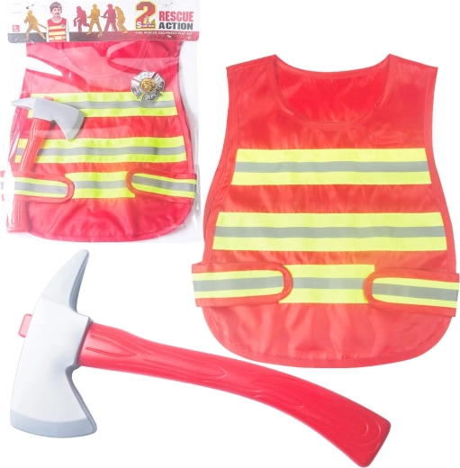 Feuerwehrweste mit Axt und Abzeichen für Kinder