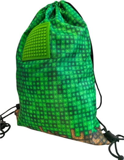 Pixie Crew Green Mine&Craft Drawstring Backpack with Pixels