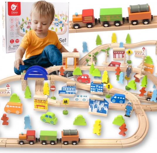 wooden train set 110 pieces CLASSIC WORLD