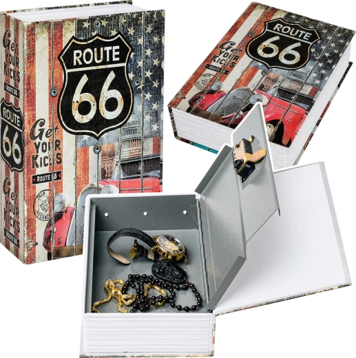 Book-Shaped Key-Lock Safe – Route 66