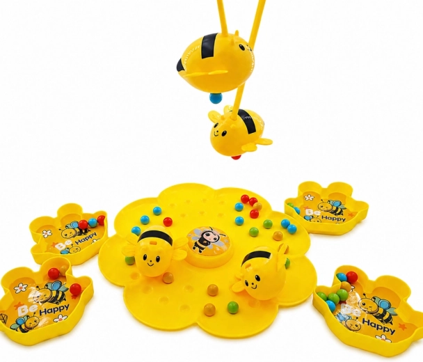 Flower-shaped game board and colorful balls