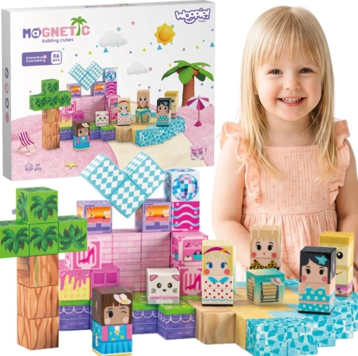 Woopie Magnetic Blocks – 3D Educational Construction Set 86 pcs (Montessori) for Children from 3 Years