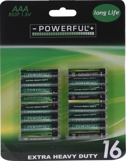Zinc-carbon AAA batteries Extra Heavy Duty, 16 pcs