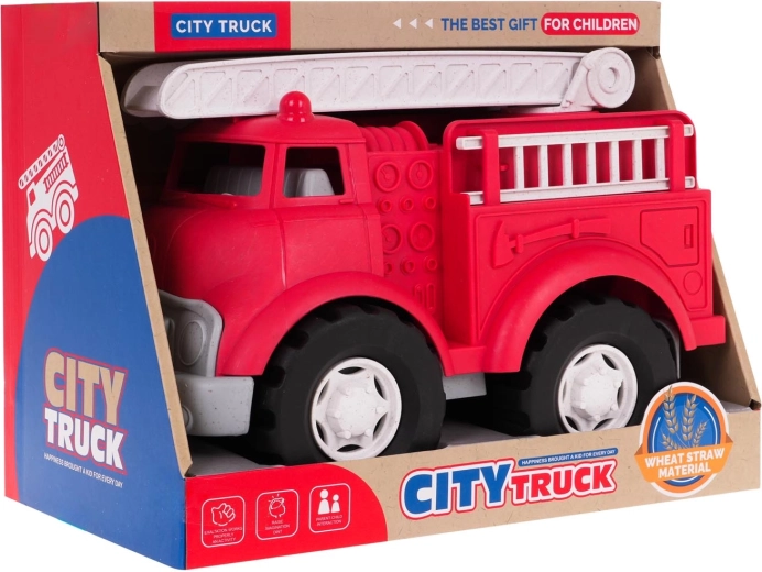 Eco fire truck made of bioplastic with a rotating ladder