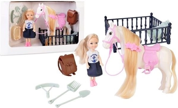 Natalia Set: Puppe mit Pferd