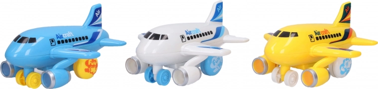Plastic friction-powered airplane with light and sound effects 14 cm