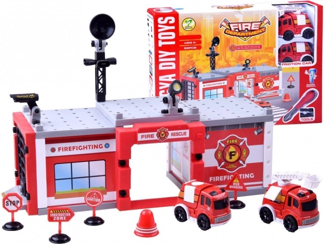 Fire Station Building Set, 59 Pieces