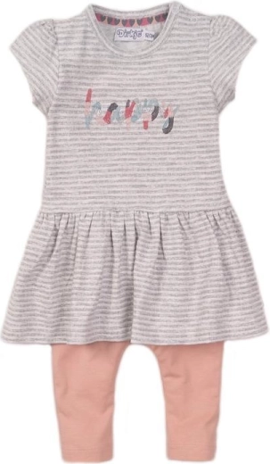 Robe avec l’inscription « happy » et design rayé