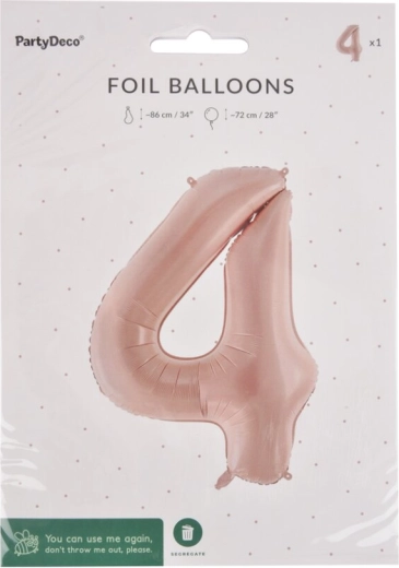 Foil balloon number 4 beige 72 cm