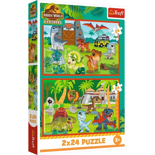Puzzle 2x24 Kleine Dinosaurier Universal Jurassic World Trefl