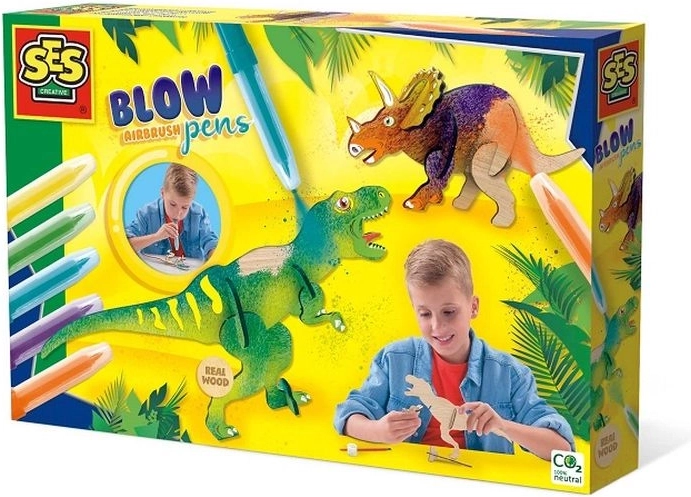 SES Creative blaasstiften met airbrush-effect – dinosaurussen