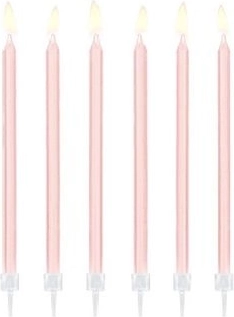 Bougies d’anniversaire lisses rose clair 14 cm (12 pcs)