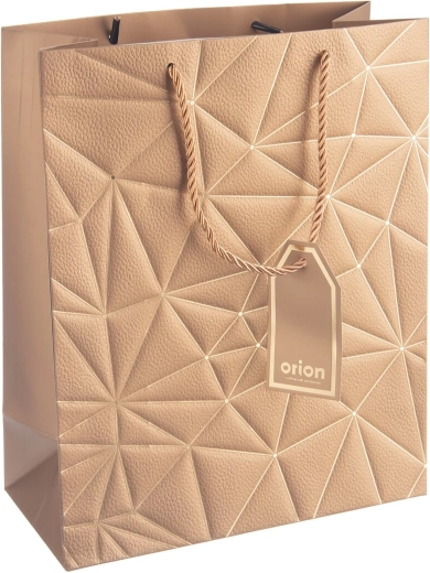 Cadeaupapieren tas met goudkleurig ruitmotief 26 × 12 × 32 cm