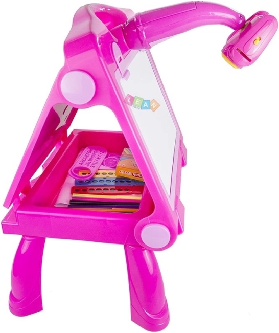 Pink board with projector for drawing and painting