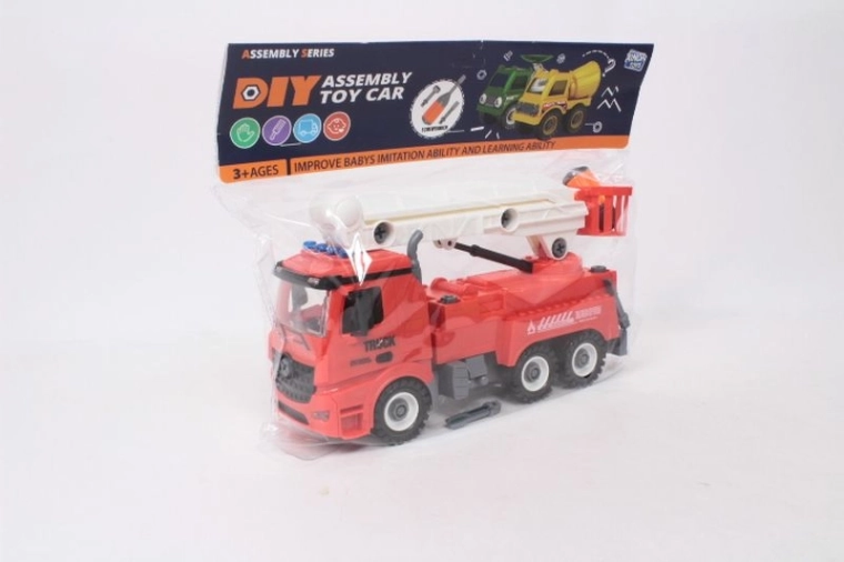 Camion de pompiers avec bras élévateur 28 cm – kit de construction à visser