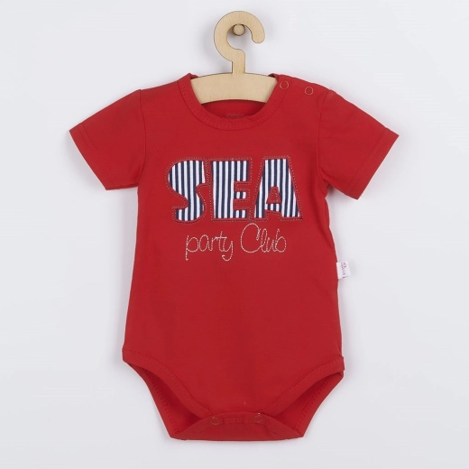 Baby summer bodysuit Koala Sea Party red